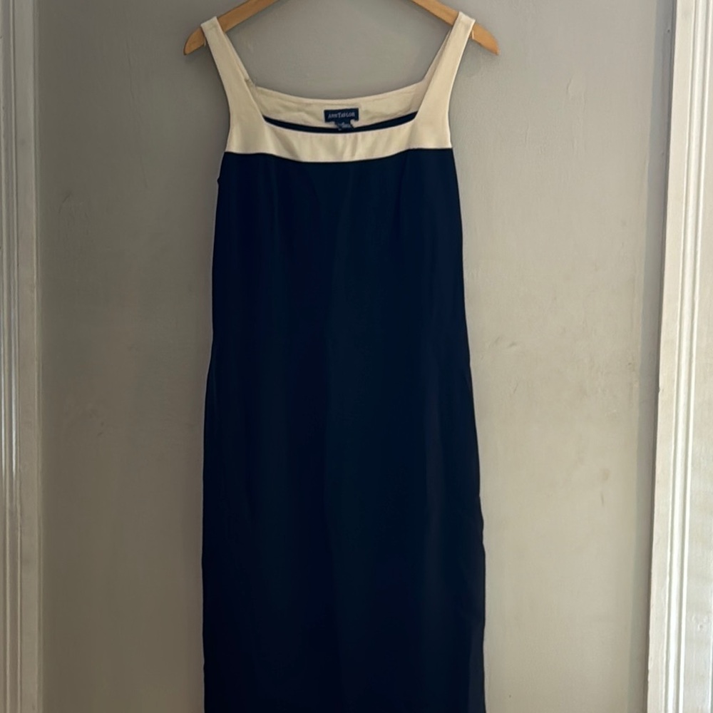 Ann Taylor Black and Cream Midi Dress